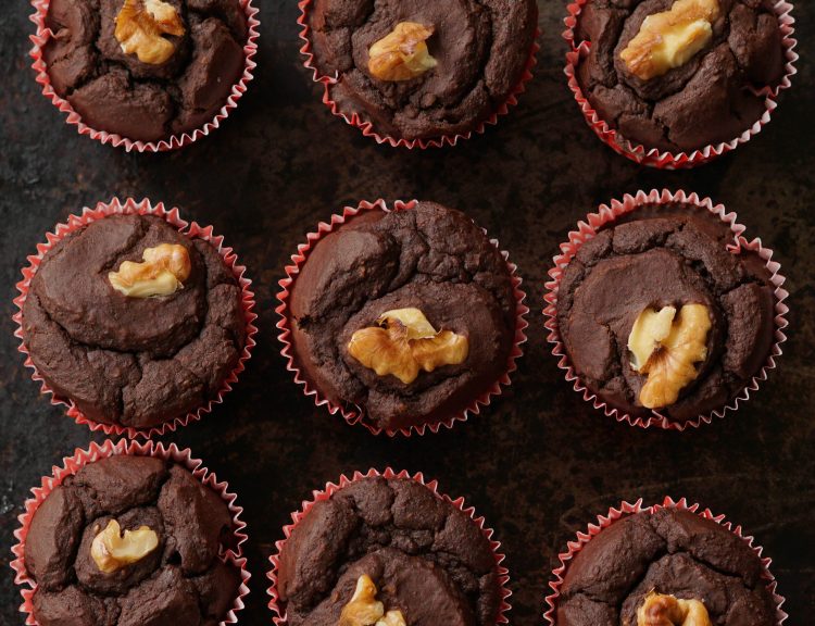 Muffins ultramegaarchiproteicos de chocolate Mi Corazón de Arroz