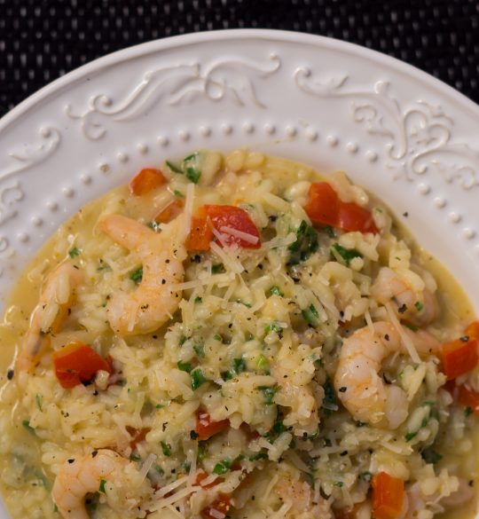 Risotto de camarones y morrones asados Mi Corazón de Arroz